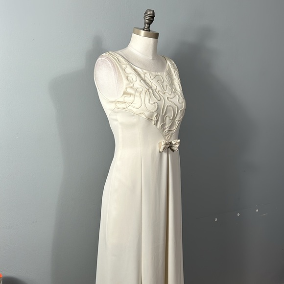 Vintage Cache 60s style Embroidered Rhinestone Bow Maxi Sleeveless Dress sz 6 - Picture 5 of 13